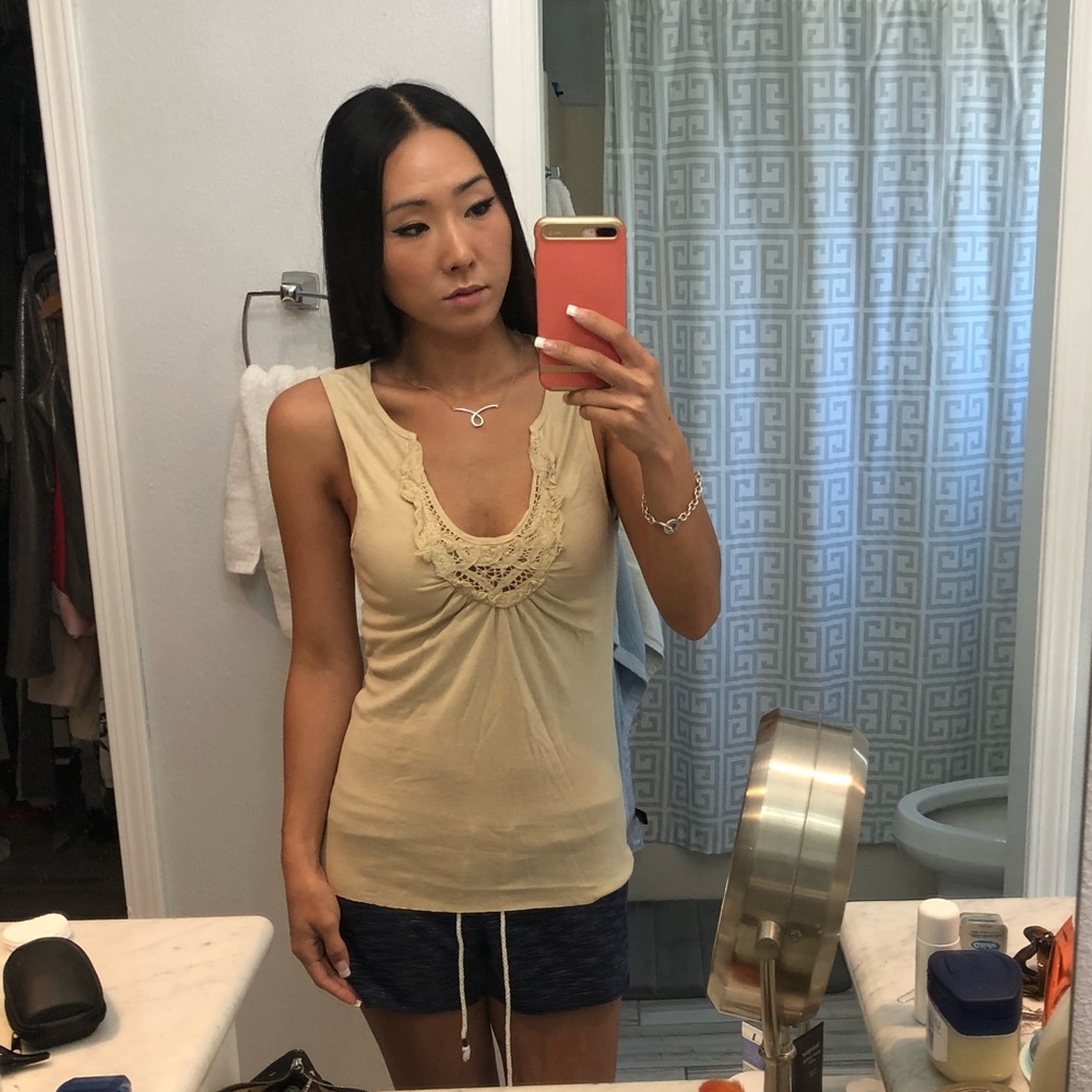 Michael Stars Supima Crochet Yoke Tank